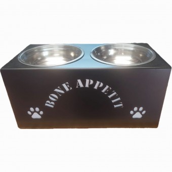 Double Food Bowl Stand Medium