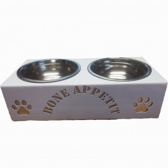 Double Food Bowl Stand Small