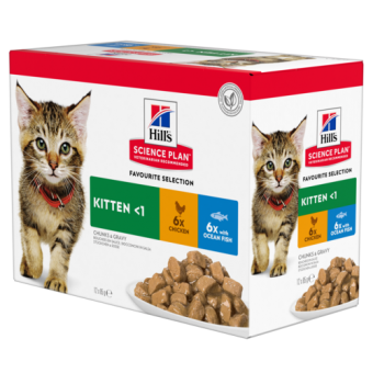 Hill's Kitten Wet Food Chicken Flavour & Ocean Fish Flavour 85g (Minimum order 12 pouches)